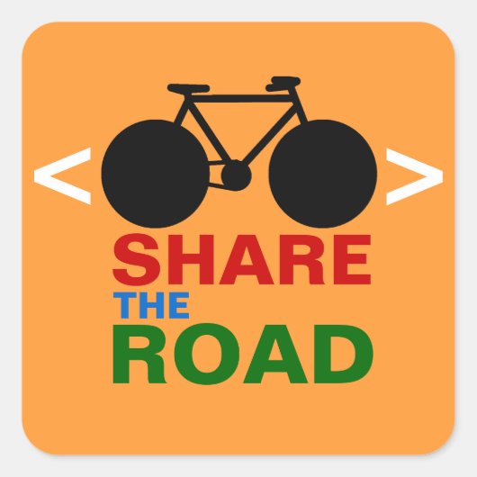 Respektzeichen für Radfahrer Quadratischer Aufkleber (Vorderseite)