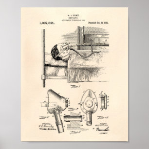 Respirator 1911 Patent Art Old Peper Poster