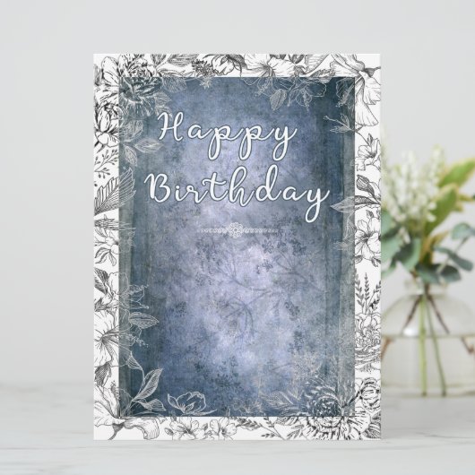 Resplandor Floral Retro: Feliz Cumpleaños (Stehend Vorderseite)