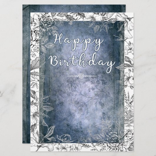 Resplandor Floral Retro: Feliz Cumpleaños (Vorne/Hinten)