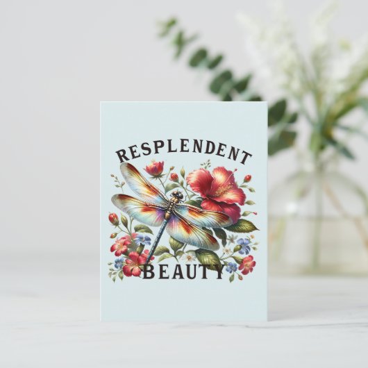 Resplendent Beauty - Künstlerische Libelle Postkarte (Stehend Vorderseite)