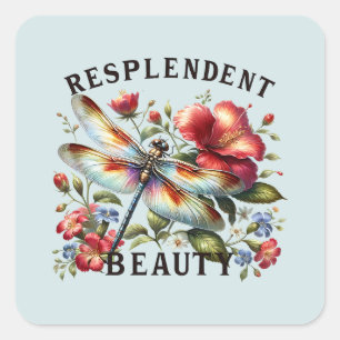 Resplendent Beauty - Künstlerische Libelle Quadratischer Aufkleber