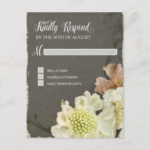 Response Card Hochzeit Moderne, farbenfrohe Blumen RSVP Karte