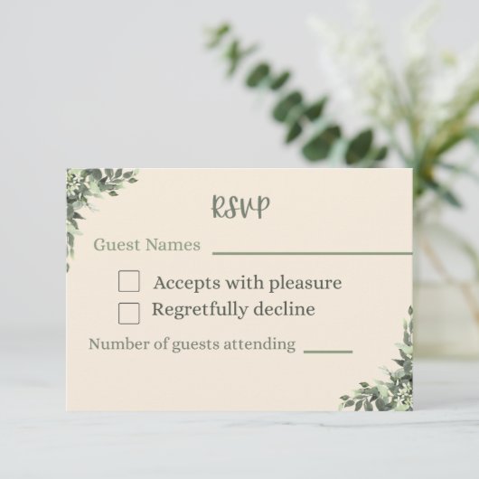 Response card wedding  RSVP karte (Stehend Vorderseite)