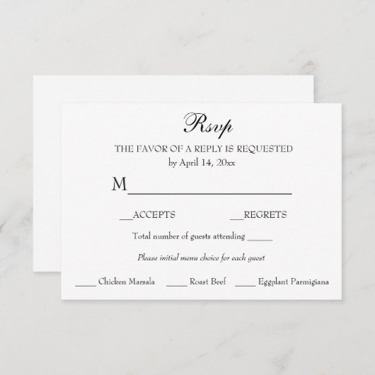 Response UAWG Minimalistisch Classic Elegant RSVP Karte (Vorne/Hinten)