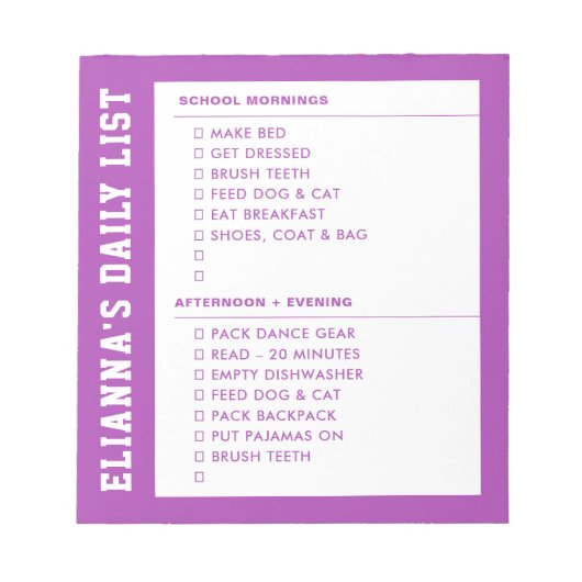 Responsibility Getting Ready AM PM Checklist Kid's Notizblock (Vorderseite)