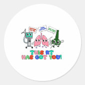 Resratory Therast Valentine’s Day Design Lung Squa Runder Aufkleber (Vorderseite)