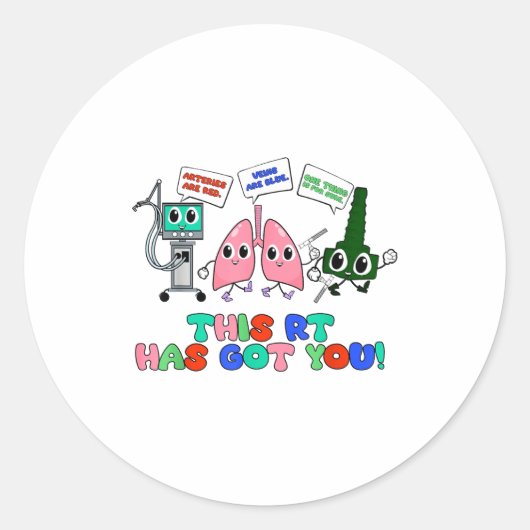 Resratory Therast Valentine’s Day Design Lung Squa Runder Aufkleber (Vorderseite)