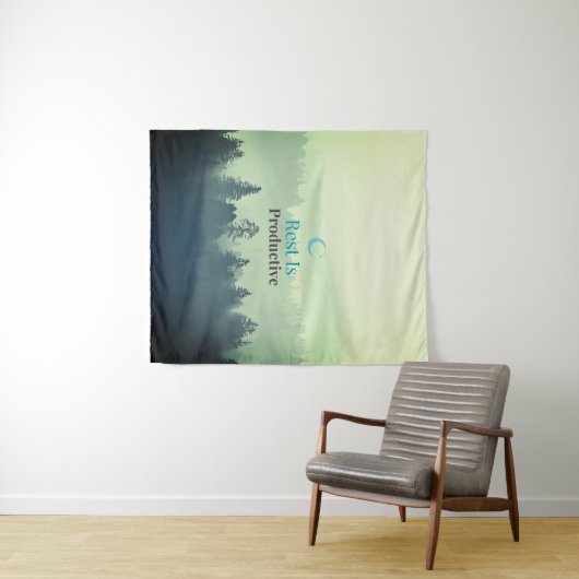 Rest Is Productive – Minimal Motivational Wall Tap Wandteppich (Beispiel (Horizontal))