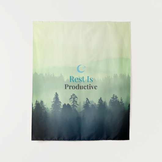Rest Is Productive – Minimal Motivational Wall Tap Wandteppich (Vorderseite)