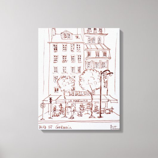 Restaurant am Boulevard | Saint-Germain, Paris Leinwanddruck (Vorderseite)