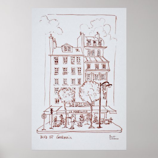 Restaurant am Boulevard | Saint-Germain, Paris Poster (Vorne)
