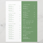 Restaurant-Ausgangs-Catering-Logo Olive Green Menu (Rückseite)