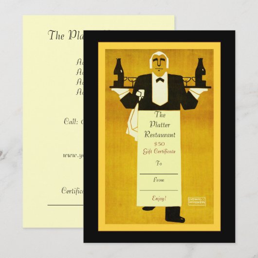 Restaurant/Bistro/Diner ~ Geschenkgutscheine (Vorne/Hinten)
