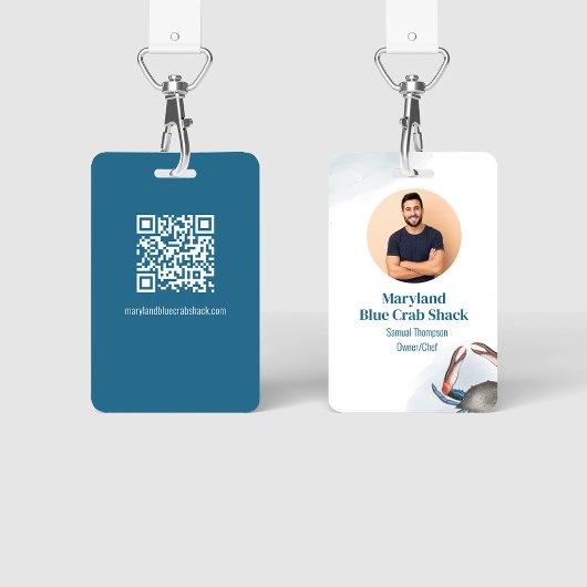 Restaurant Business Blue Crab QR Code Foto Ausweis