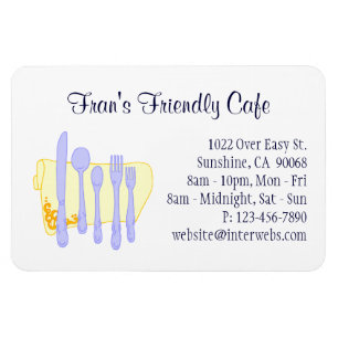 Restaurant Business Card Blauer Zierzauber Magnet