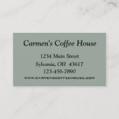 Restaurant Business Card Visitenkarte (Rückseite)