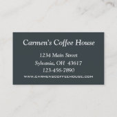 Restaurant Business Card Visitenkarte (Rückseite)