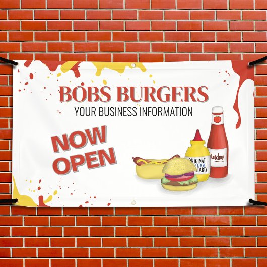 Restaurant Business Open Hamburger Sign Banner