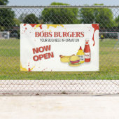 Restaurant Business Open Hamburger Sign Banner (Insitu)