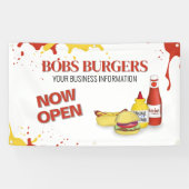 Restaurant Business Open Hamburger Sign Banner (Horizontal)