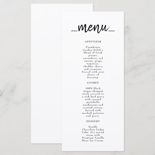 Restaurant Café Lounge Menü Menükarte (Vorne/Hinten)