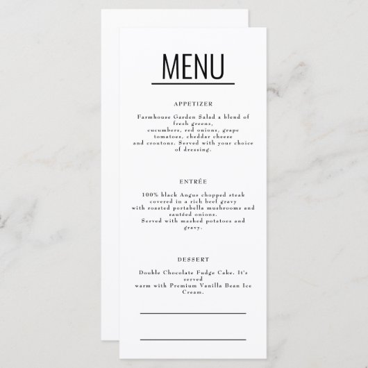 Restaurant Café Lounge Menü Menükarte (Vorne/Hinten)