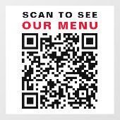 Restaurant Café QR Code Scan Menü Weiß Fensteraufkleber (Blatt)