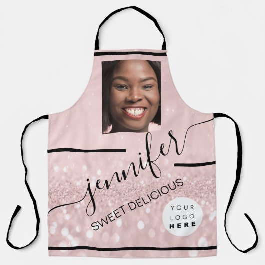 Restaurant Cakes Street Food Foto Logo Glitzer Schürze (Vorderseite)