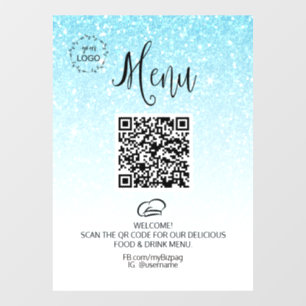 *~ Restaurant Coffee QR LOGO MENU Glitzer Fensteraufkleber