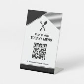 Restaurant Contacless QR Code Black Menu Sockelschild (Vorderseite)
