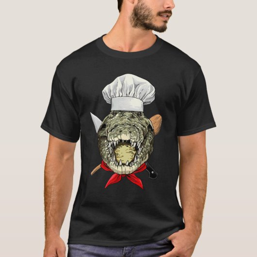 Restaurant Crocodile Chef Kitchen Cook Culinary Al T-Shirt (Vorderseite)