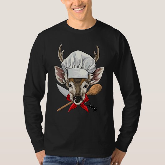 Restaurant Deer Chef Kitchen Cook Culinary Animal  T-Shirt (Vorderseite)