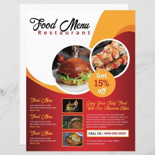 Restaurant Flyer / Food Menu Flyer (Vorne/Hinten)