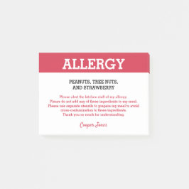 Restaurant "Food Allergy Alert" Personalisiert Post-it Klebezettel