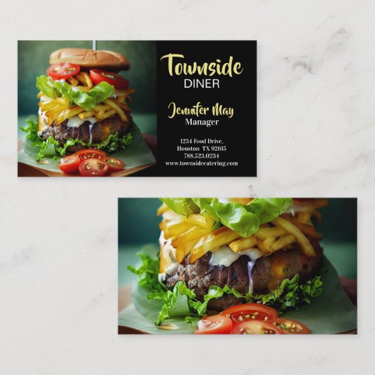 Restaurant Food Diner Beef Burger Visitenkarte (Vorne/Hinten)