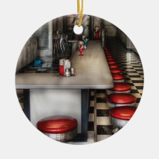 Restaurant - Fünfzigerjahre - die Eisdiele Keramikornament (Vorne)