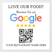 Restaurant Google Bewertungs-QR-Code Fensteraufkleber (Blatt)