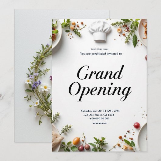 Restaurant Grand Opening Einladung (Vorne/Hinten)