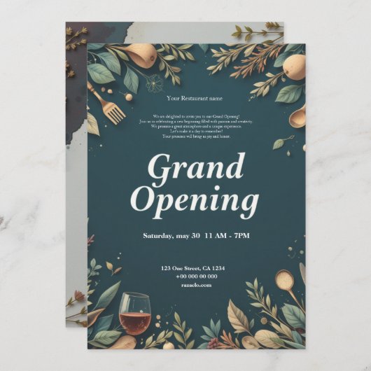 Restaurant Grand Opening Einladung (Vorne/Hinten)