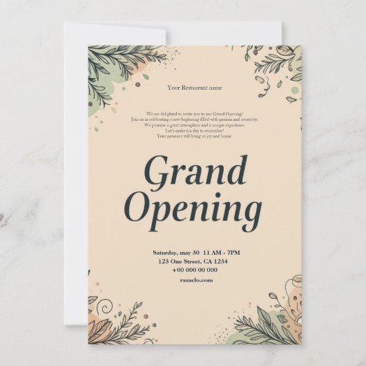 Restaurant Grand Opening Einladung (Vorderseite)