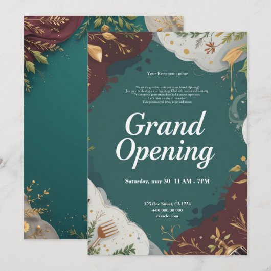 Restaurant Grand Opening Einladung (Vorne/Hinten)