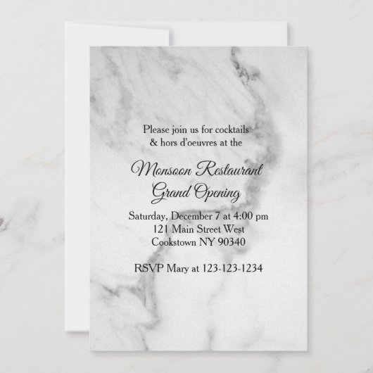 Restaurant Grand Opening Marmor Einladung (Vorderseite)