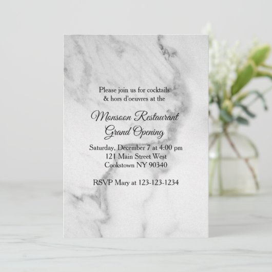 Restaurant Grand Opening Marmor Einladung (Stehend Vorderseite)