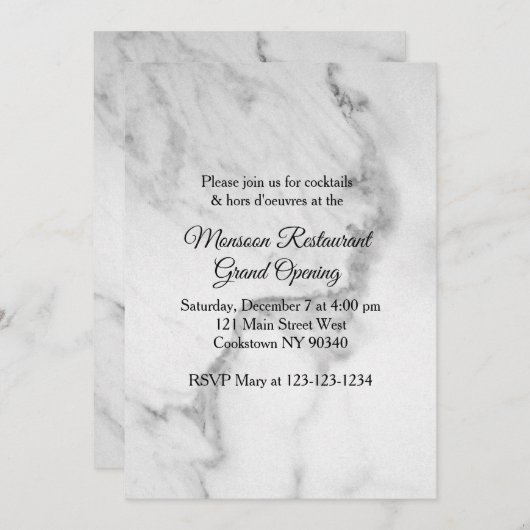 Restaurant Grand Opening Marmor Einladung (Vorne/Hinten)