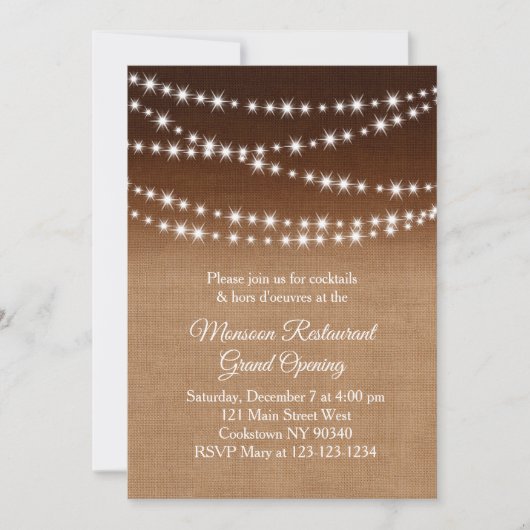 Restaurant Grand Opening Twinkle Lights Einbruch Einladung (Vorderseite)
