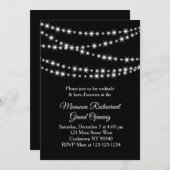 Restaurant Grand Opening Twinkle Lights Schwarz Einladung (Vorne/Hinten)