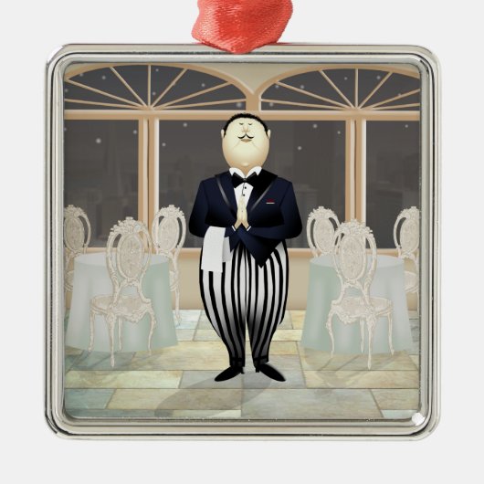 Restaurant-Kellner Silbernes Ornament (Vorne)