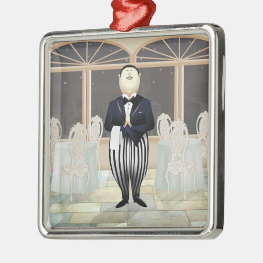 Restaurant-Kellner Silbernes Ornament (Links)