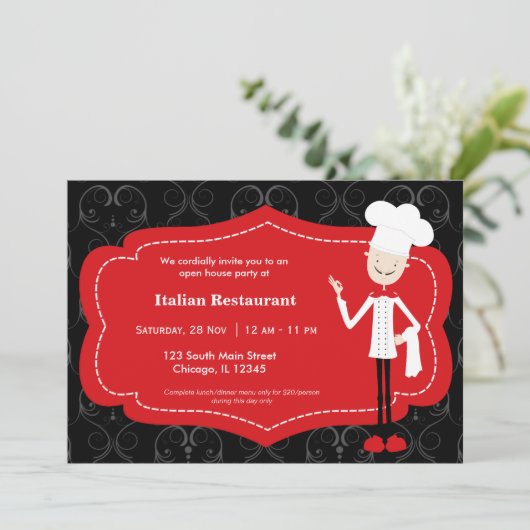 Restaurant Koch Einladung (Stehend Vorderseite)